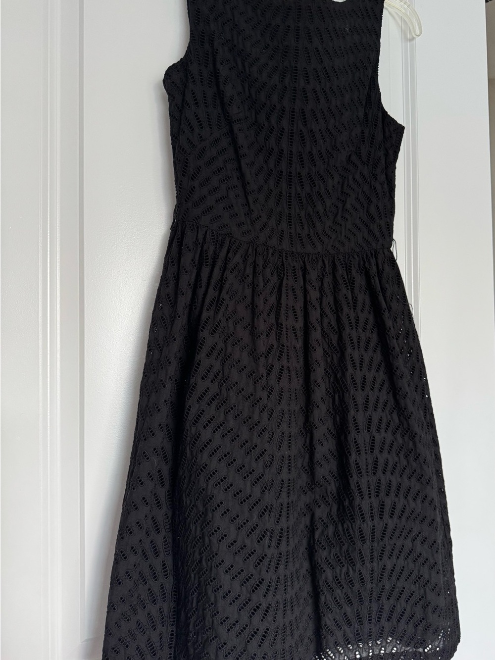 Trina Turk Black Sleeveless Eyelet Midi Dress